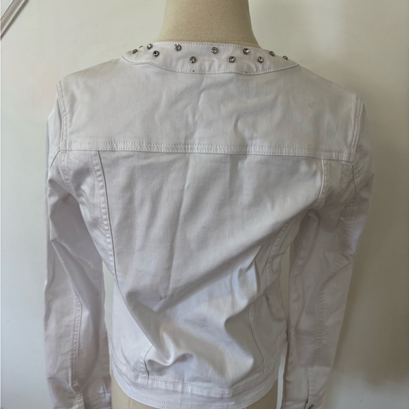 Joseph Ribkoff Vanilla Embellished Button-Down Bling Denim Jacket 241912 SZ M - Picture 5 of 8